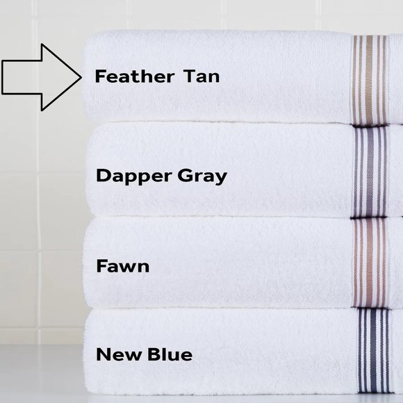 new Nestwell 100% Hygro Cotton 22x34" TUB MAT - WHITE w/ TAN Stripes - Picture 2 of 6